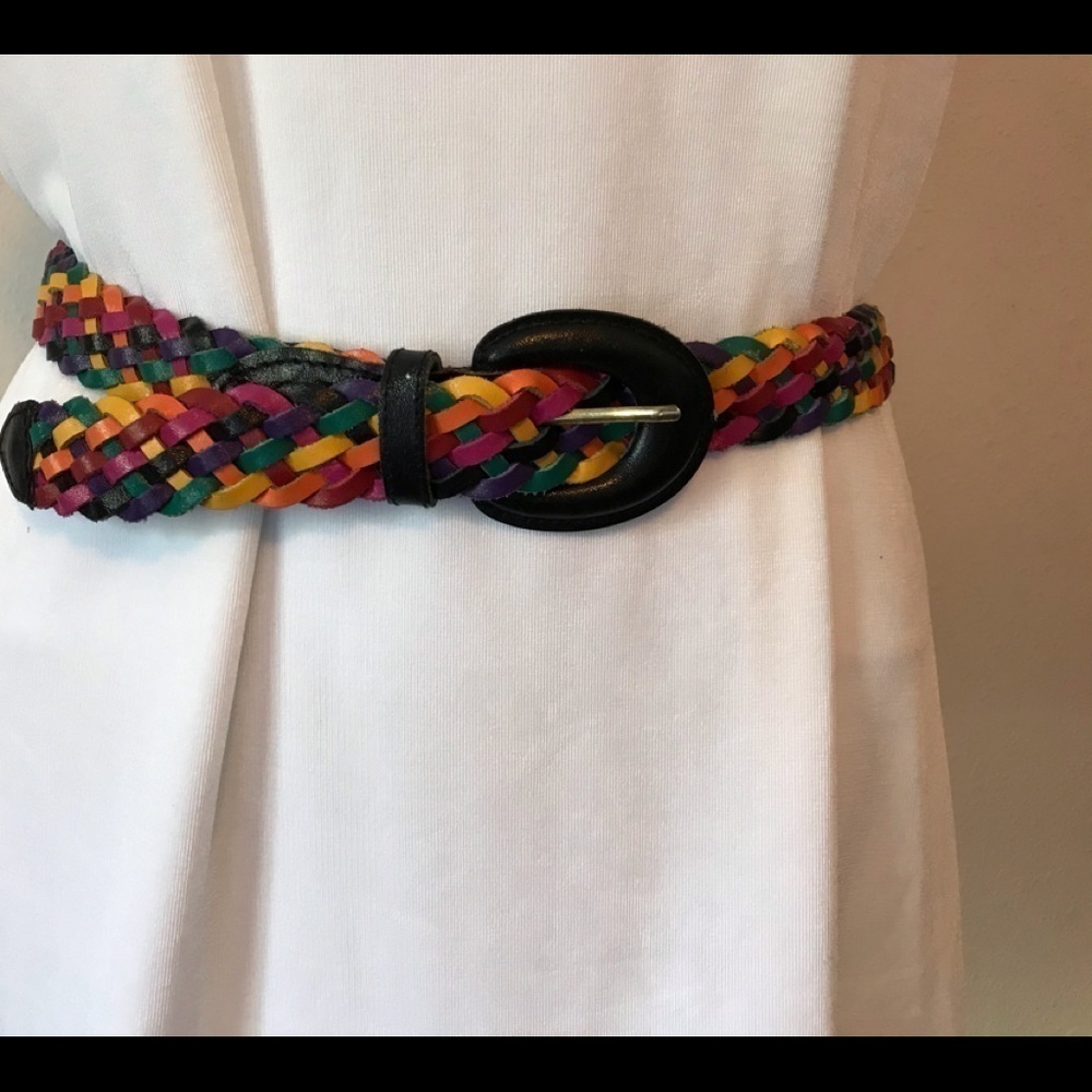 Chic Y2K Multi Color Braided Split Leather Belt - Picture 8 of 8